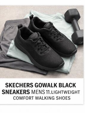 Skechers GOwalk Black Sneakers Mens 11.5 Lightweight Comfort Walking Shoes